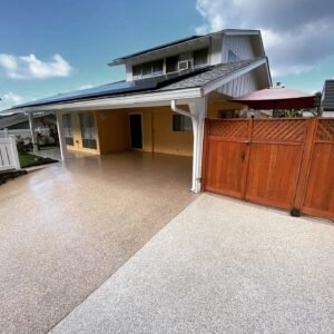 Flake Epoxy Floor On A Driveway And Front Porch