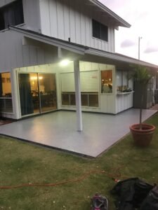 Patio with durable, beautiful concrete coating.